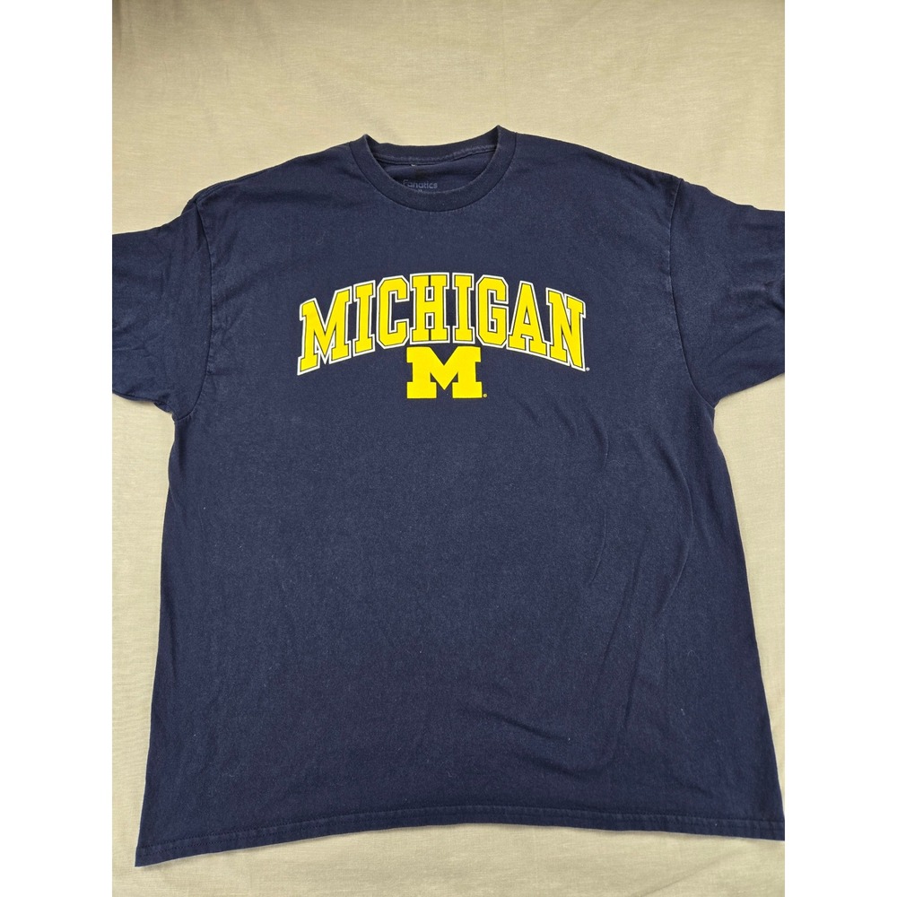Fanatics‎ Michigan Wolverines Mens XL Navy Blue Short Sleeve Graphic T-Shirt